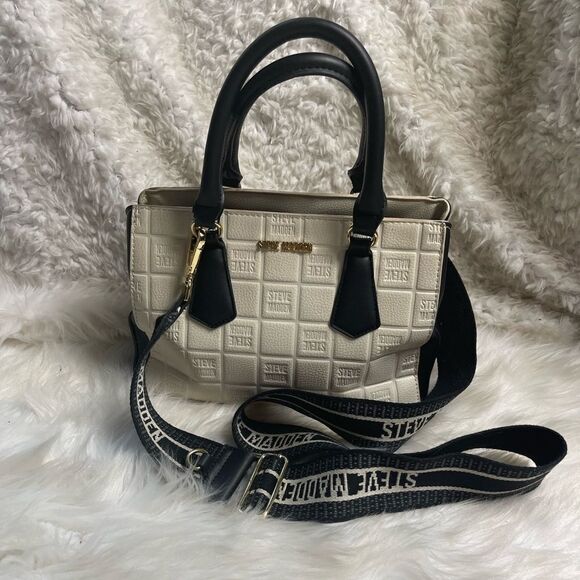 Steve Madden synthetic off white and black small Satchel/cross body bag . - Picture 1 of 12